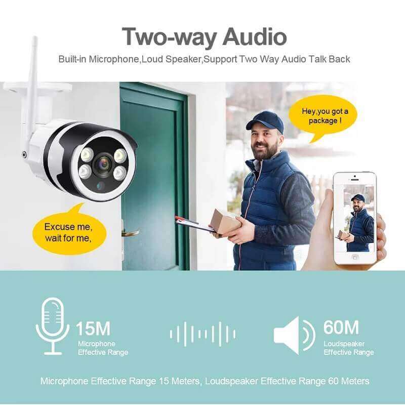 Outdoor WiFi Camera Bullet CCTV Full Color Outdoor WiFi Camera Colored Night Vision Security CCTV - Full Color, wireless, waterproof 2 two way communication outdoor WiFi Camera