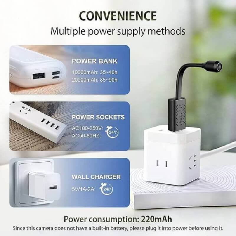 Flexible USB Camera Portable Smart Mini WiFi Hidden Spy Camera in Kenya Spy hidden WiFi camera Powering Options