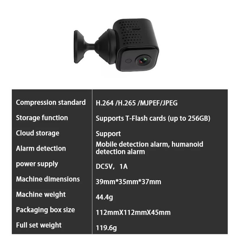 O-Kam Pro Magnetic Battery Mini WiFi Spy Hidden Nanny Camera A11 Full HD Night Vision Cloud Storage O-Kam Pro Mini WiFi Camera in Kenya Magnetic Features 2 Dimensions