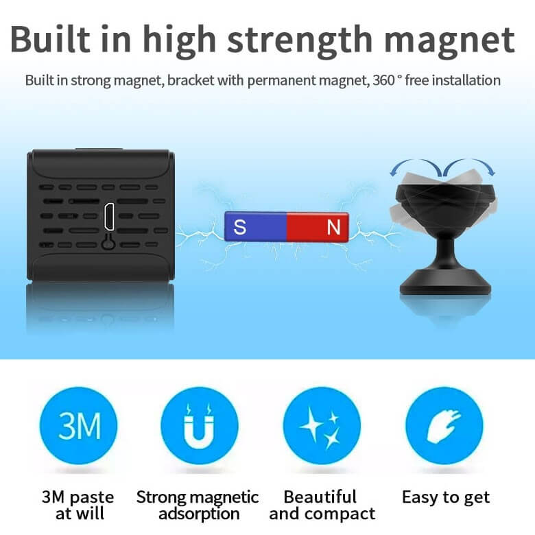 O-Kam Pro Magnetic Battery Mini WiFi Spy Hidden Nanny Camera A11 Full HD Night Vision Cloud Storage O-Kam Pro Mini WiFi Camera in Kenya Magnetic Features 2 built in high strength magnet