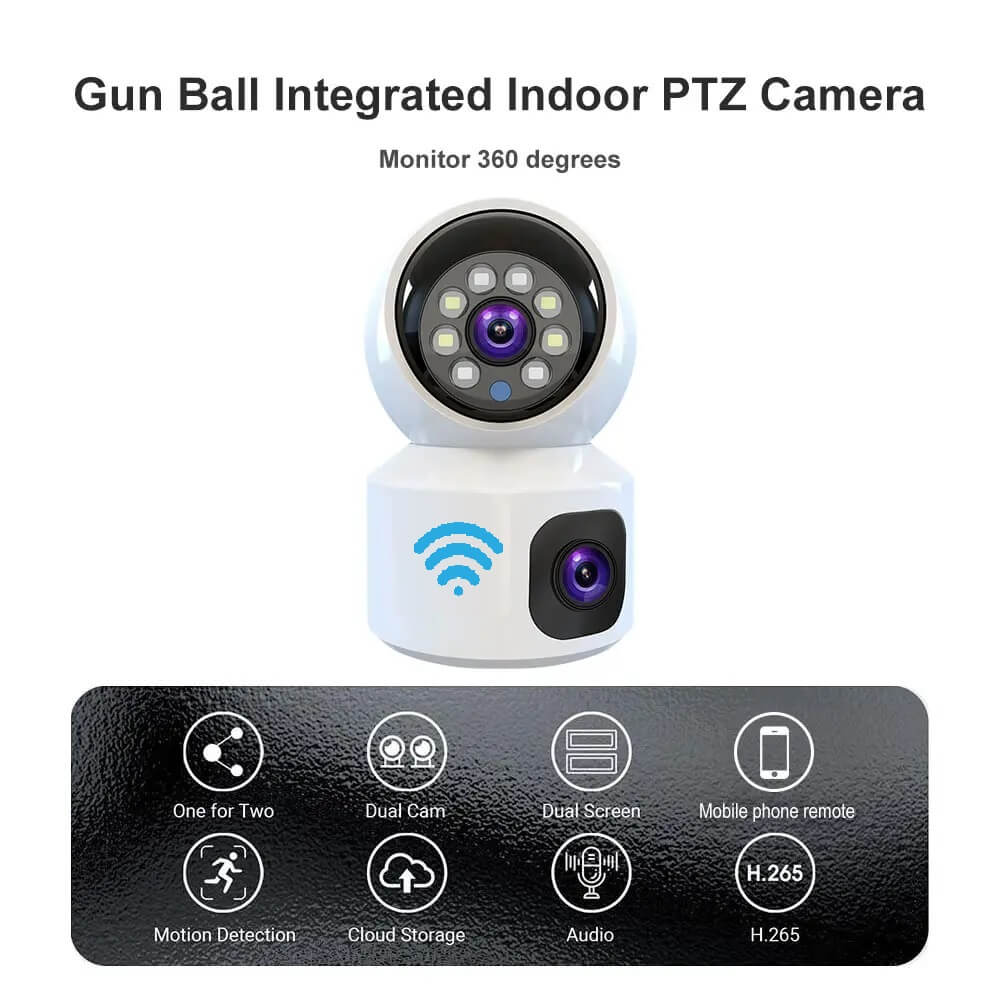 WiFi Dual Lens Mini PTZ Camera Indoor 4MP in Kenya the best dual lens indoor mini WiFi PTZ security camera in Kenya quick features