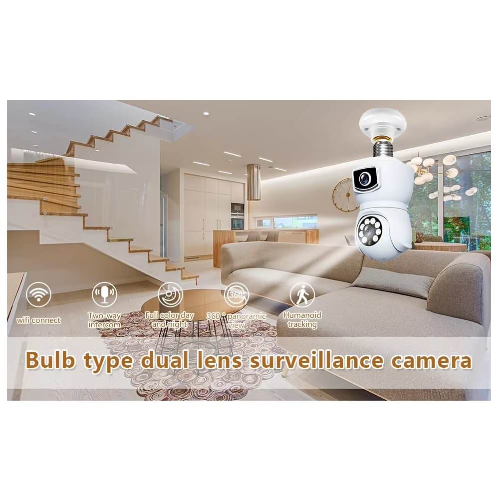 Dual Lens Bulb Camera Smart 360° PTZ with Motion Tracking and Night Vision in Kenya Best bulb camera in kenya dual lens bulb camera in Kenya features and specifications 2