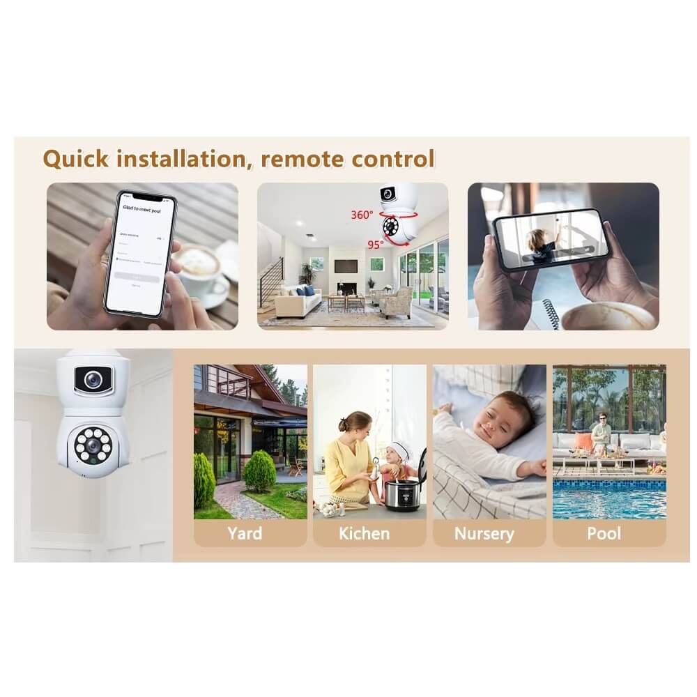 Dual Lens Bulb Camera Smart 360° PTZ with Motion Tracking and Night Vision in Kenya Best bulb camera in kenya dual lens bulb camera in Kenya quick installation