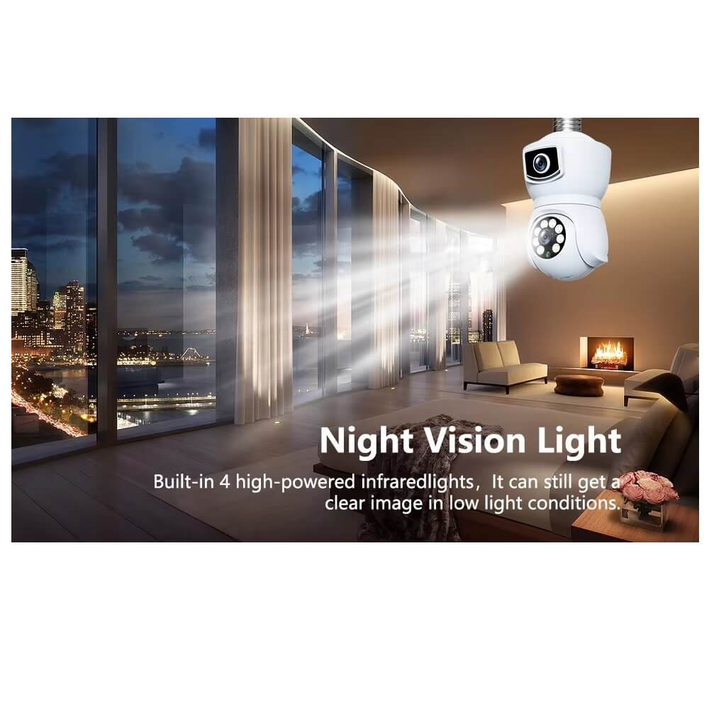 Dual Lens Bulb Camera Smart 360° PTZ with Motion Tracking and Night Vision in Kenya Best bulb camera in kenya dual lens bulb camera in Kenya color night vision ful color colorvu bulb camera in Kenya