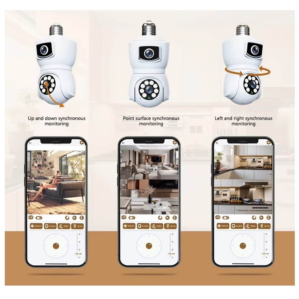 Dual Lens Bulb Camera Smart 360° PTZ with Motion Tracking and Night Vision in Kenya Best bulb camera in kenya dual lens bulb camera in Kenya PTZ feature 360 degree bulb camera