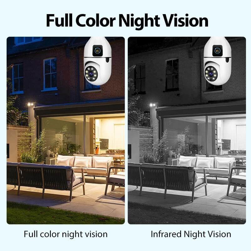 Dual Lens PTZ Bulb Camera 360° 1080P with Motion Tracking, Night Vision Two-Way Audio in Kenya the best dual lens PTZ bulb camera WiFi Camera PTZ in Kenya 360 Bulb Camera full color night vision PTZ WiFi bulb camera in Kenya