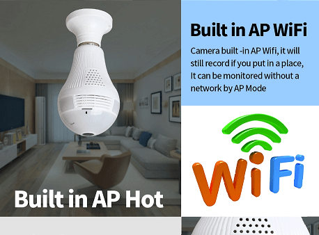 Bulb Camera CCTV 360 Degree, Full HD Nanny Camera Best Bulb Camera Features In Kenya AP Mode Feature