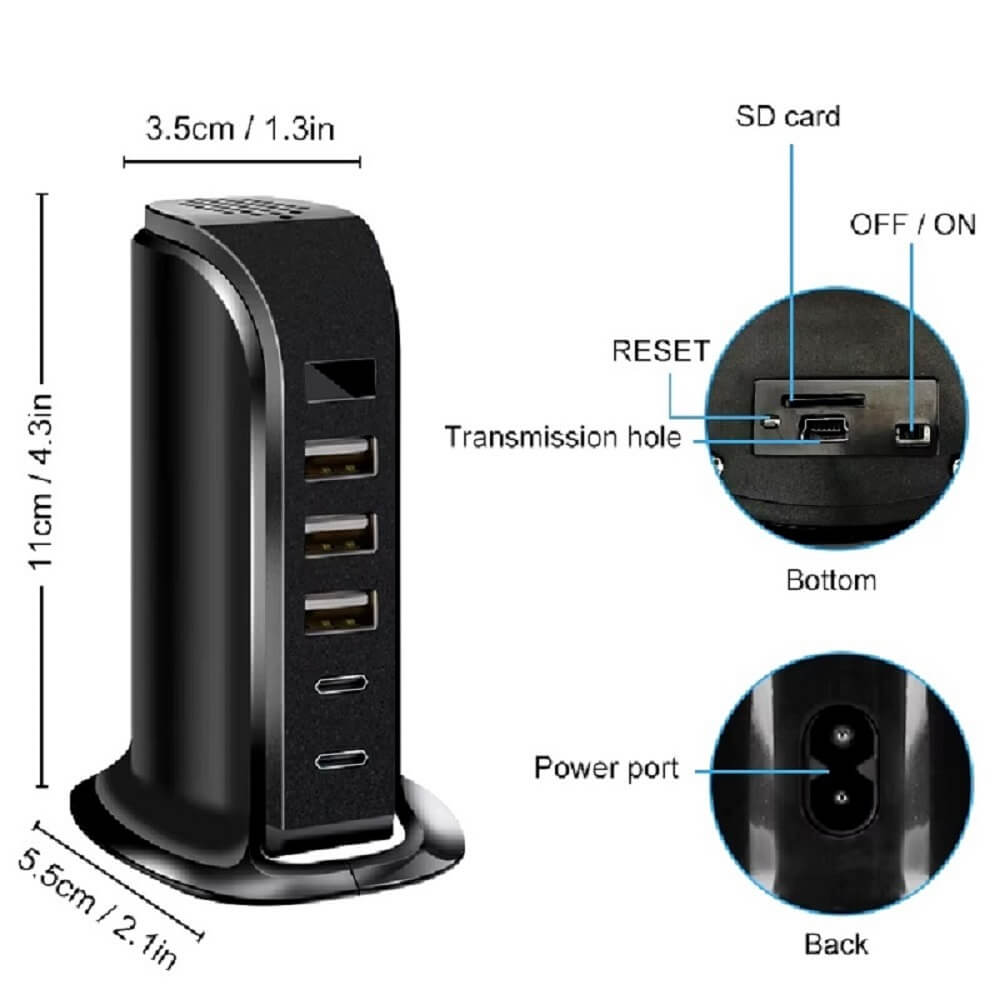 5 Port USB Charger WiFi Camera HD Multi Port USB Hub Full HD Mini Spy Hidden Camera in Kenya Parts abd Dimensions