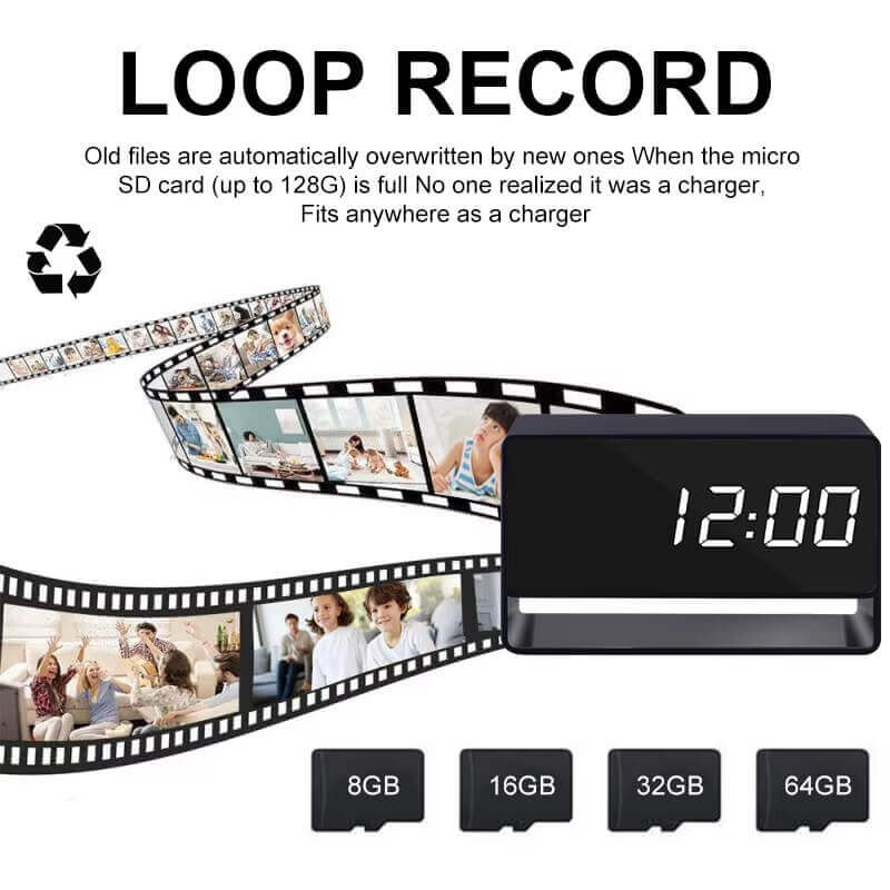 Table Clock Camera WiFi 4K Hidden Spy Alarm Digital Clock Nanny Camera in Kenya SD Card support loop recording spy Nanny camera Kenya