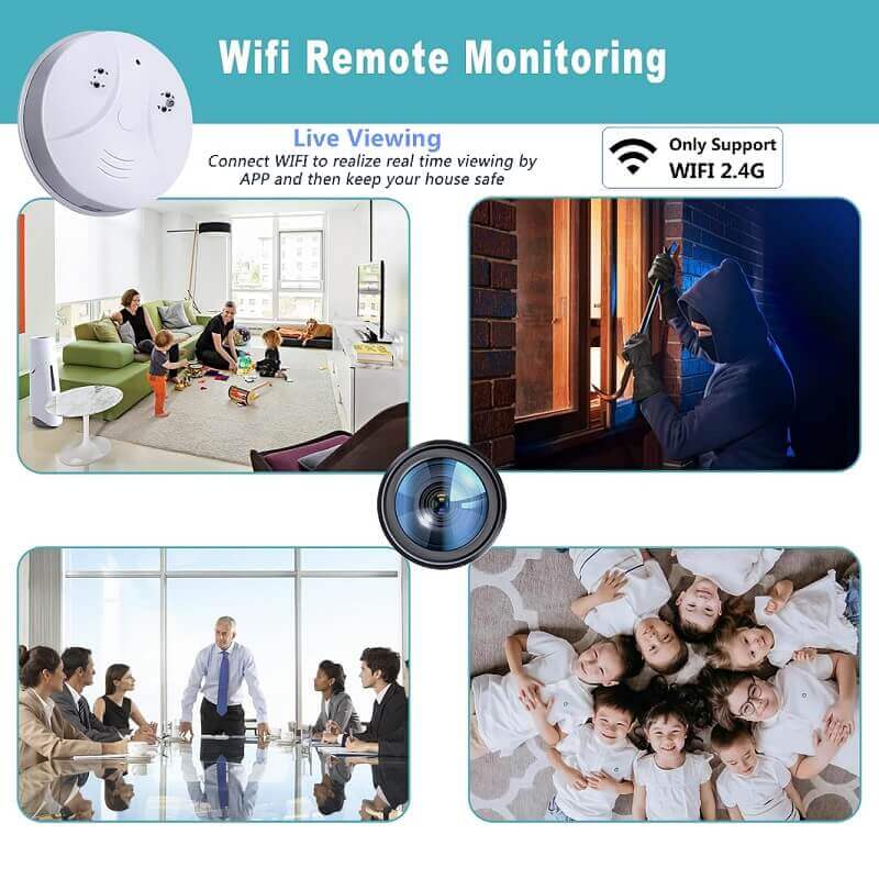 Smoke Detector WiFi Camera Hidden Spy Nanny Cam in Kenya Phone App remote monitor live view remotely spy nanny camera in Kenya