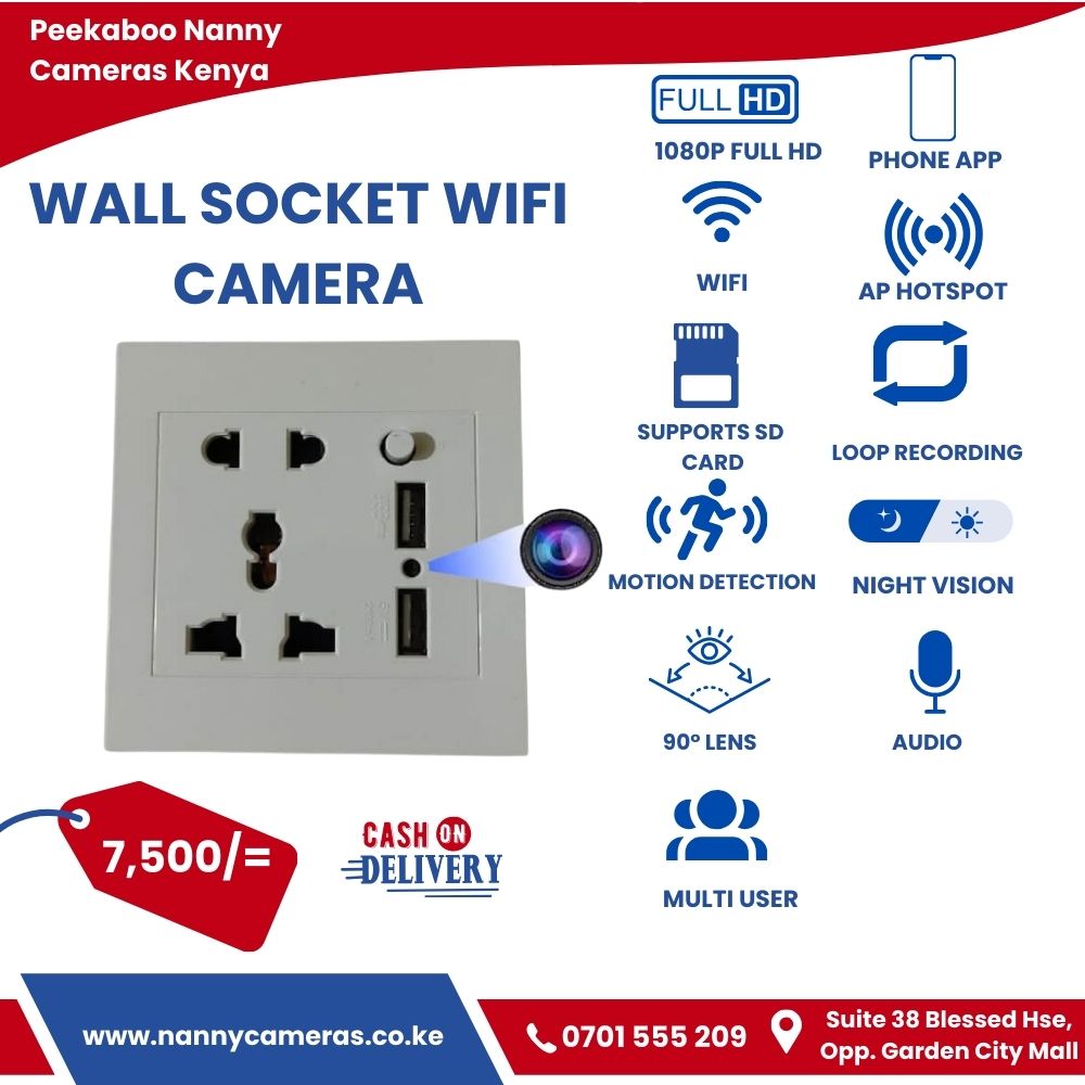Wall Socket WiFi Camera Hidden Spy Mini Camera Wall Plug with USB Ports in Kenya