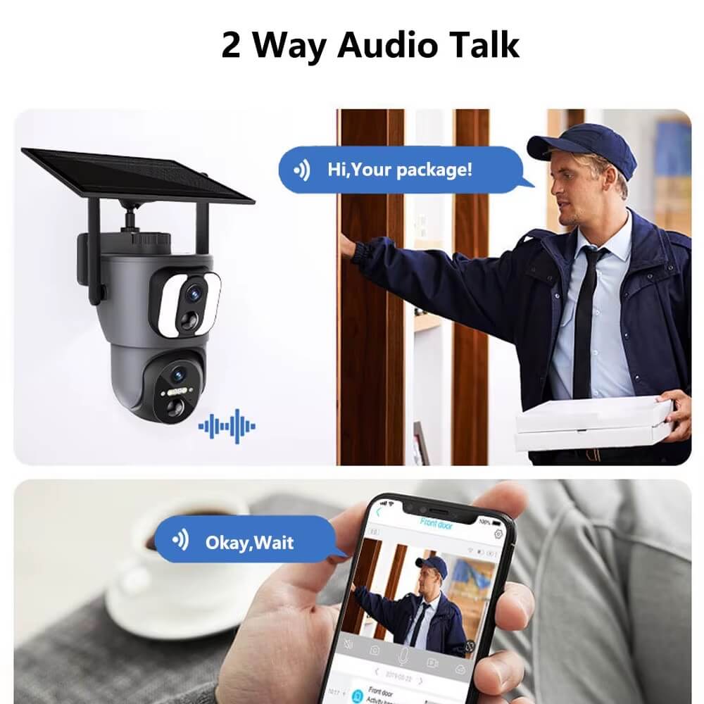 Ubox Dual Lens 4G WiFi Solar Camera SD200 2 Way Audio Talk 4G WiFi Dual Lens Solar Camera