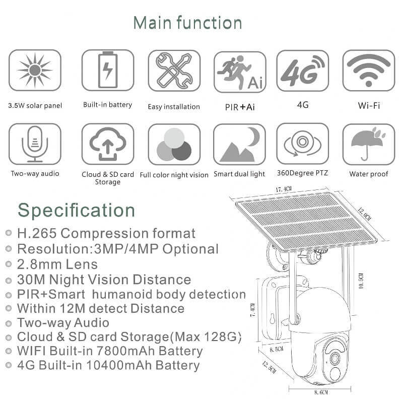 Ubox 4G WiFi Solar Camera CCTV PTZ 3MP S40 in Kenya features PIR night vision best price solar cctv camera in Kenya