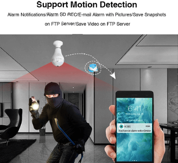 Bulb Camera CCTV 360 Degree, Full HD Nanny Camera Best Bulb Camera Features In Kenya Motion Detection