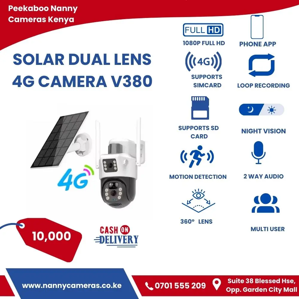 Solar Camera 4G Dual Lens SIM Slot 4MP PTZ in Kenya WiFi Solar Camer Nairobi kenya