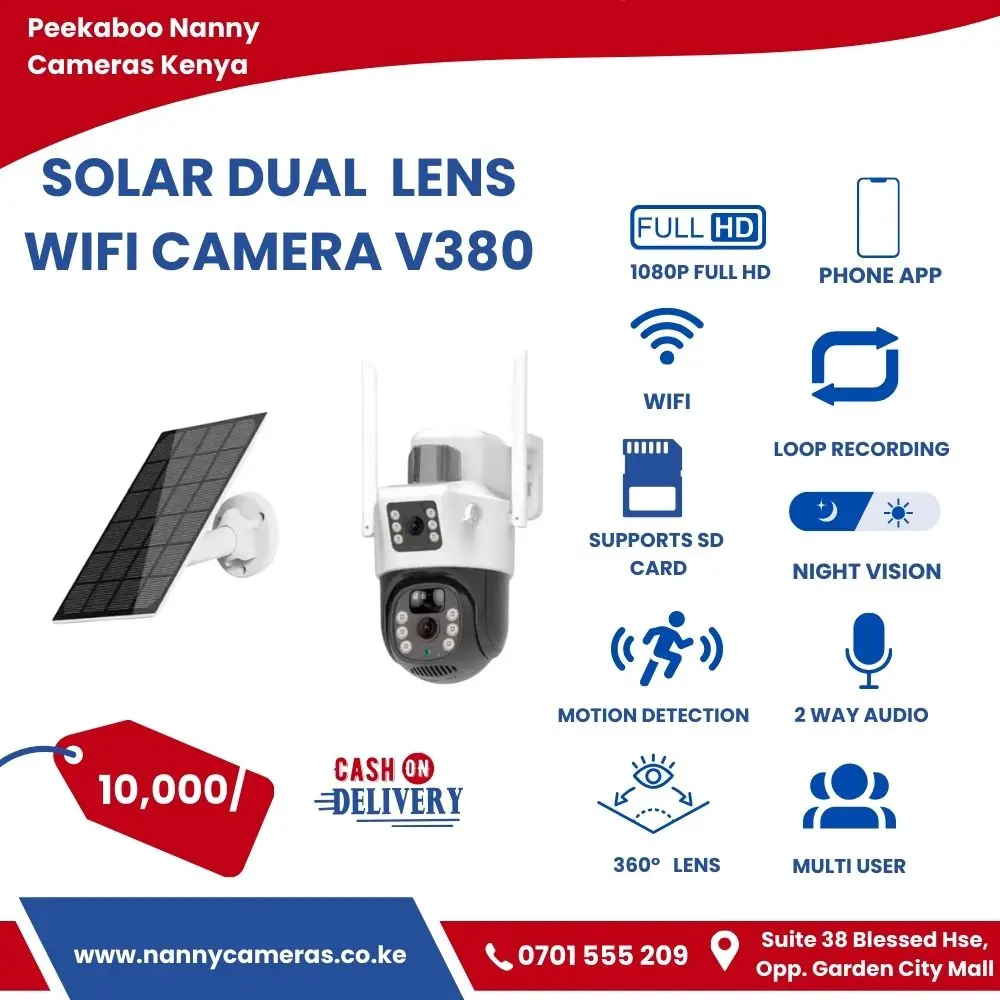 Solar Camera WiFi Dual Lens PTZ 4MP in Kenya