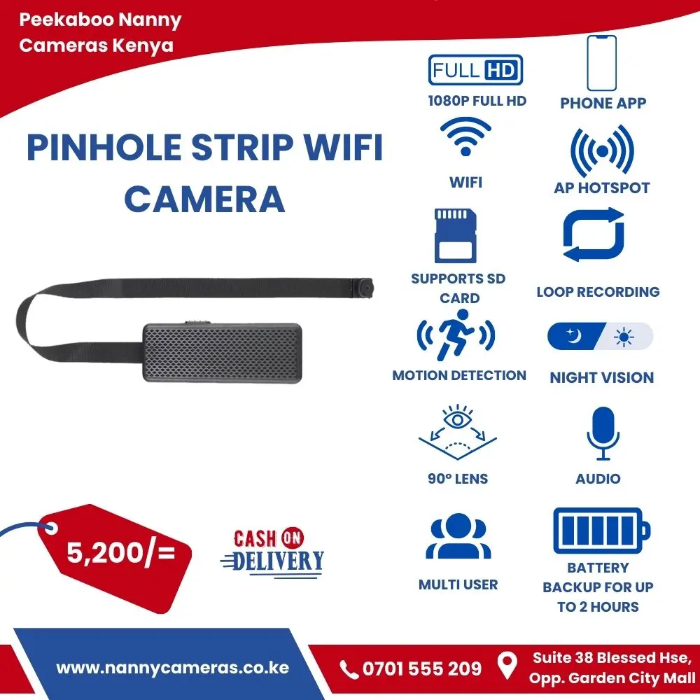 Pinhole Strip WiFi Camera Hidden Mini Spy Camera 90° Battery Inbuilt Antennae in Kenya