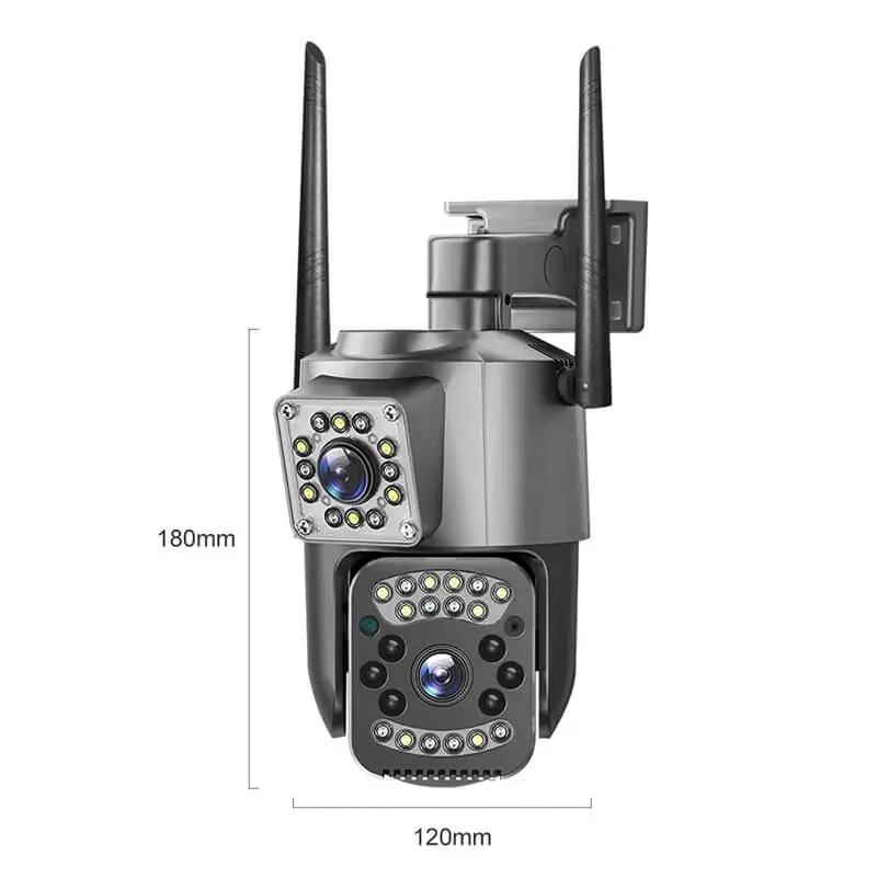 4G WiFi Camera Outdoor front view with dimensions.webp