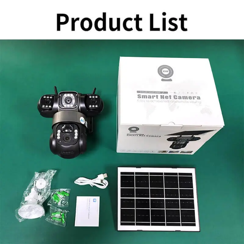 6MP 4G WiFi Triple lens solar camera product package list.webp