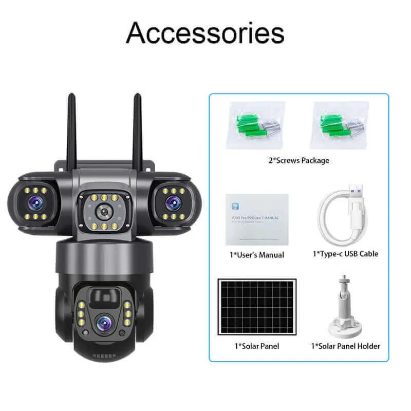 V830 4G WiFi Triple lens solar camera -Accessories.webp
