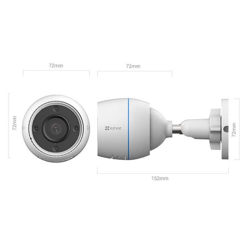 Ezviz H3C Outdoor Wi-Fi Smart Camera Full Color In Kenya by Nanny Cameras Kenya Dimensions