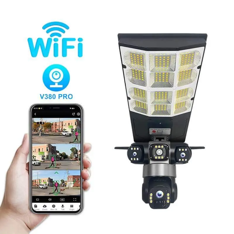 WiFi Triple Lens Floodlight Solar Camera front view.webp