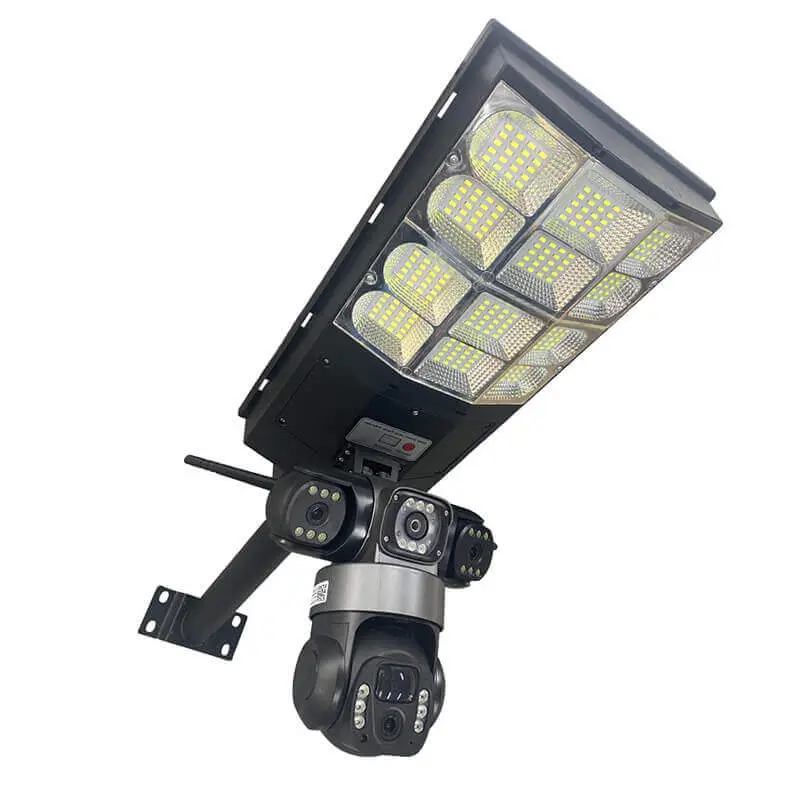 V830 Triple Lens Floodlight Solar Camera tilted view.webp