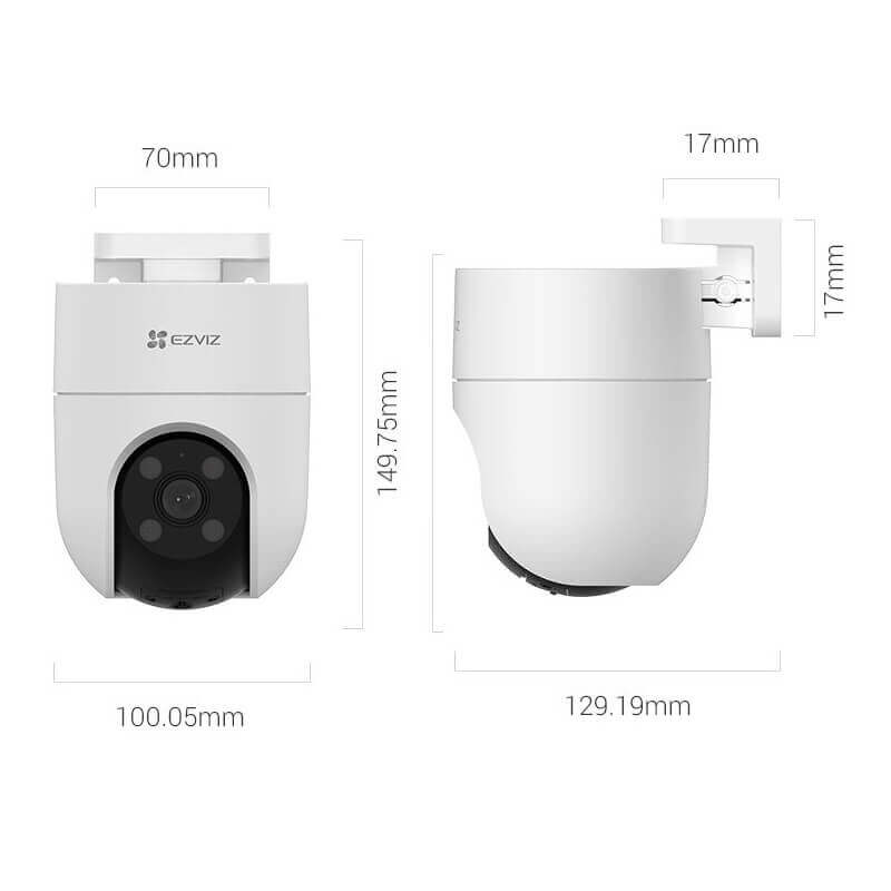 Ezviz H8C Outdoor Full Color Pan & Tilt Smart WiFi Camera Dimensions Ezviz H8C Camera