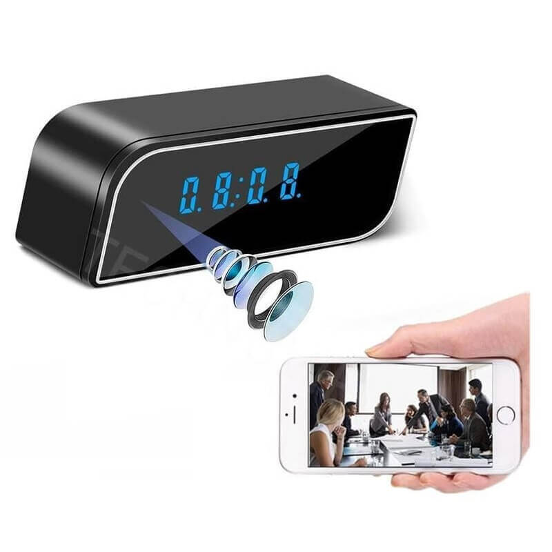 Rectangular Alarm Clock Camera: WiFi Hidden Spy Nanny Cam