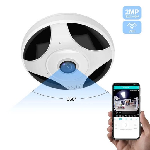 Circular 360° WiFi Camera Fisheye Nanny Cam ICSEE 1080P